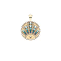 STRONG Rising Sun Small Embellished Pendant Coin in 14k